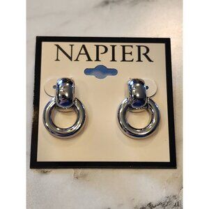 Napier Silver-Tone Oval Drop Earrings For Women
